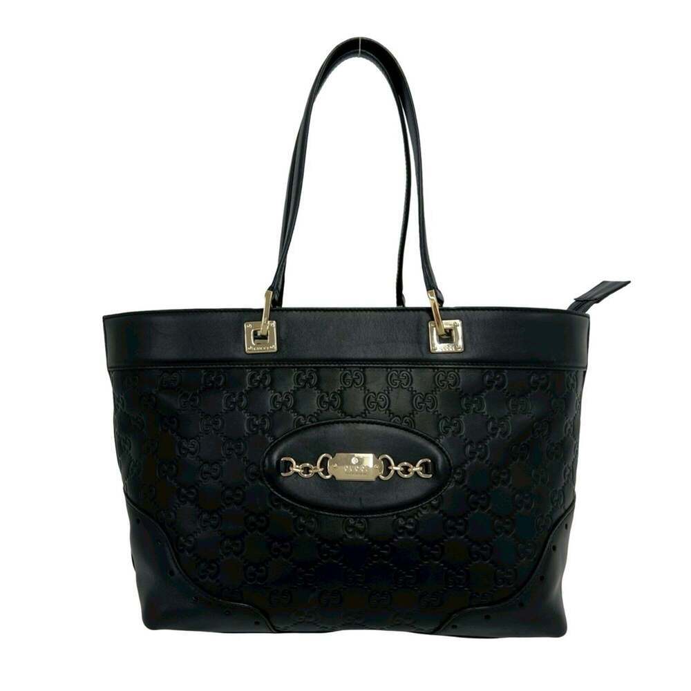 GUCCI Black Leather Tote Bag